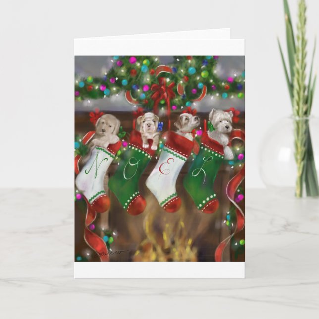 Die Strümpfe wurden gehangen Feiertagskarte (Vorderseite)