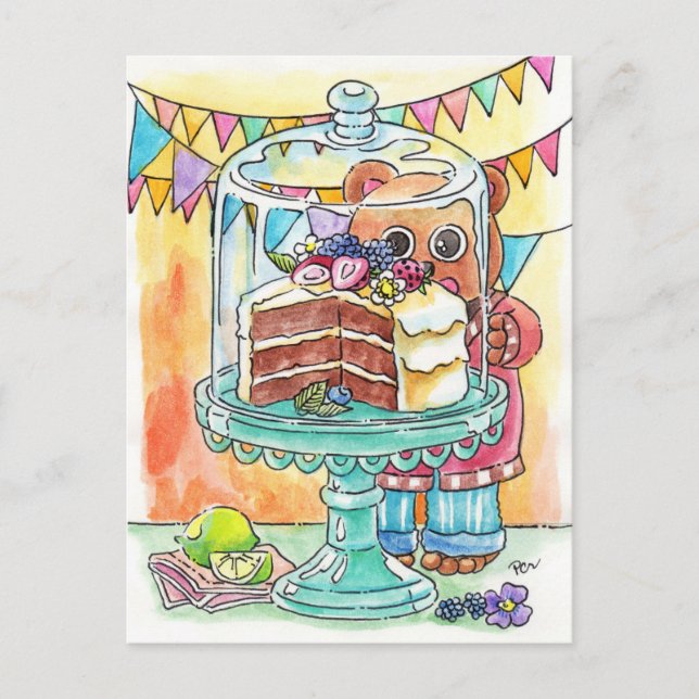 Die Suche nach Kuchen Postkarte (Vorderseite)