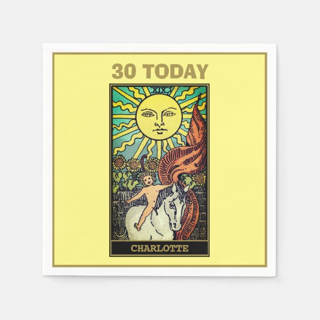 Die Sun Tarot Card 30. Geburtstag Party Serviette (Vorderseite)