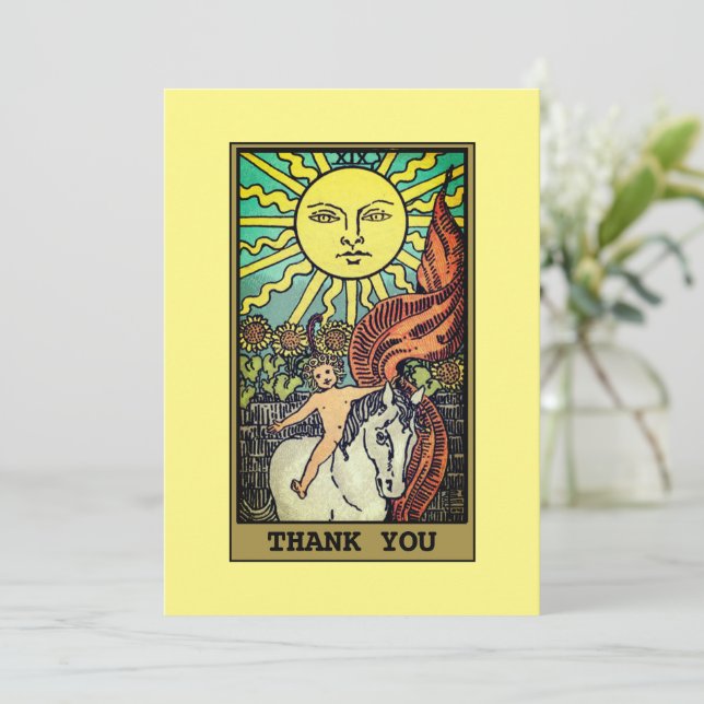 Die Sun Tarot Card Gelb Dankeschön Card Dankeskarte (Stehend Vorderseite)