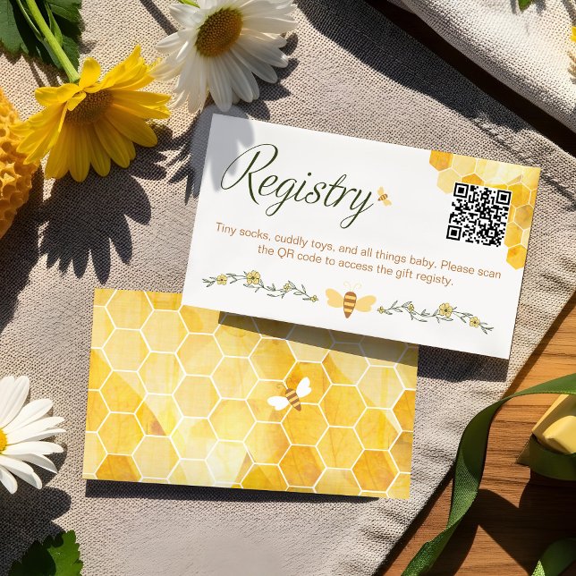 Die süße kleine Honigbiene ist auf dem Weg Geschen Begleitkarte (Sweet Little Honey Bee Is On The Way Gift Registry Enclosure Card)
