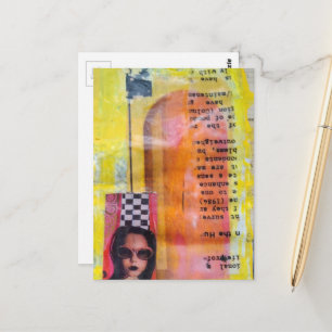 Die süße Mixed-Media-Collage Postkarte