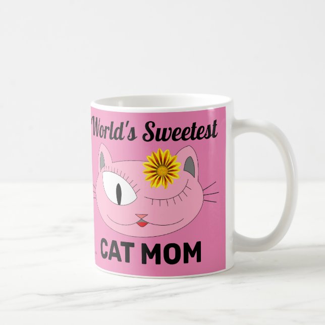 Die süßeste CAT-MAMA der Welt - rosa Katzengesicht Kaffeetasse (Rechts)