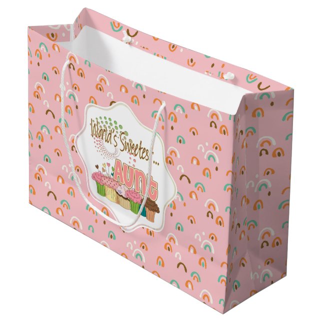 Die süßeste Tante der Welt Große Geschenktüte (Vorderseite Schrägansicht)