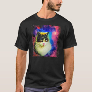 Die süßeste weiße Katze im Universumsnebel Katze T-Shirt