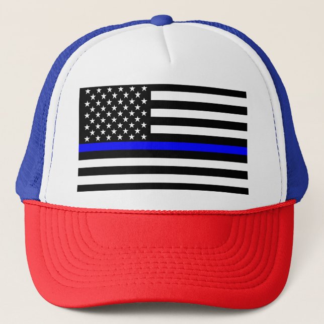 Die symbolische bläuliche Flagge der blauen Linie  Truckerkappe (Vorderseite)