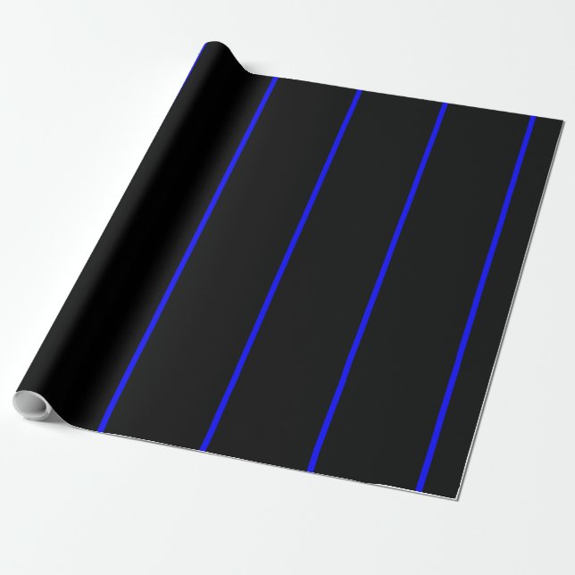 Die symbolische dünne blaue Linie auf schwarz Geschenkpapier (Ungerollt)