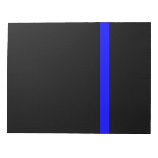 Die symbolische dünne blaue Linie auf schwarz Notizblock (Vorderseite)