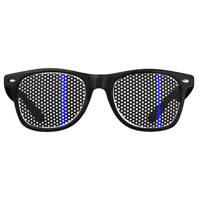 Die symbolische dünne blaue Linie auf schwarz Partybrille (Vorderseite)