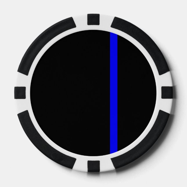 Die symbolische dünne blaue Linie auf schwarz Pokerchips (Vorderseite)