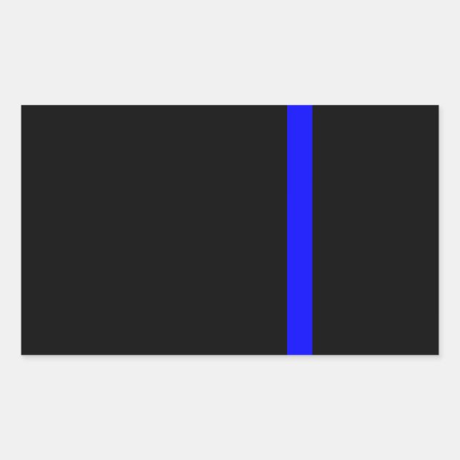 Die symbolische dünne blaue Linie auf schwarz Rechteckiger Aufkleber (Vorderseite)