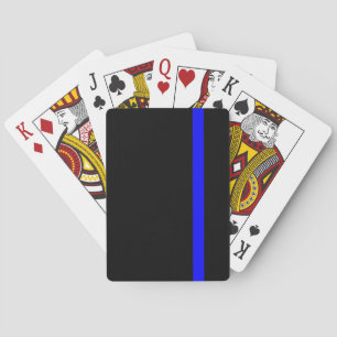 Die symbolische dünne blaue Linie auf schwarz Spielkarten