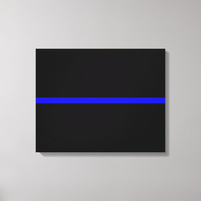 Die symbolische dünne blaue Linie auf solidem Schw Leinwanddruck (Vorderseite)