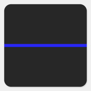 Die symbolische dünne blaue Linie auf solidem Schw Quadratischer Aufkleber