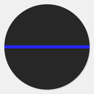 Die symbolische dünne blaue Linie auf solidem Schw Runder Aufkleber
