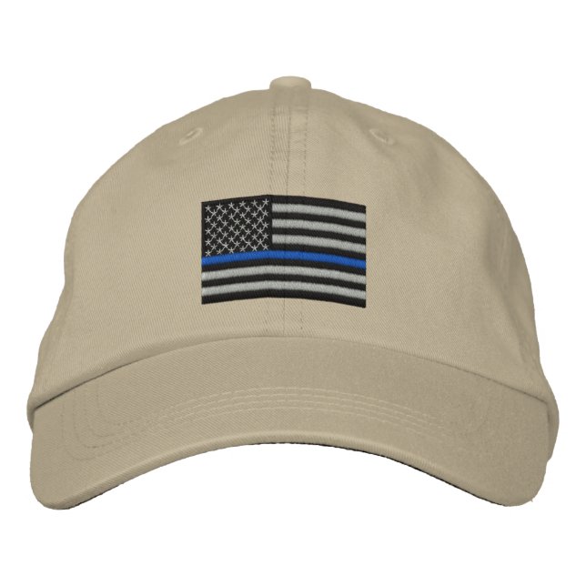 Die symbolische dünne blaue Linie auf US-Flagge Bestickte Baseballkappe (Vorderseite)