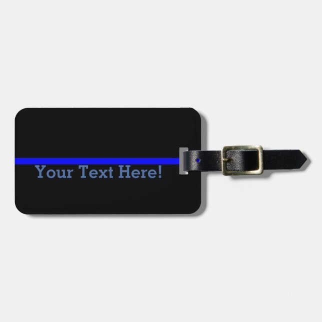 Die symbolische dünne blaue Linie personalisieren  Gepäckanhänger (Vorderseite horizontal)