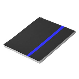Die symbolische dünne blaue Linie vertikal Notizblock