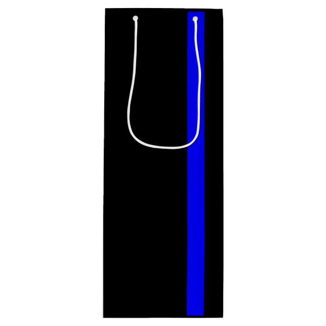 Die symbolische dünne Blue Line-Vertikale Geschenktüte Für Weinflaschen (Vorderseite)