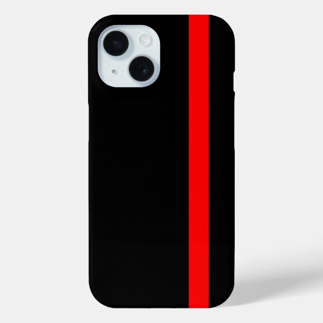 Die symbolische dünne rote Linie auf schwarz iPhone 15 Hülle (Rückseite)