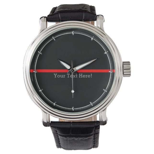 Die symbolische dünne rote Linie Ihres Textes auf  Armbanduhr (Vorderseite)