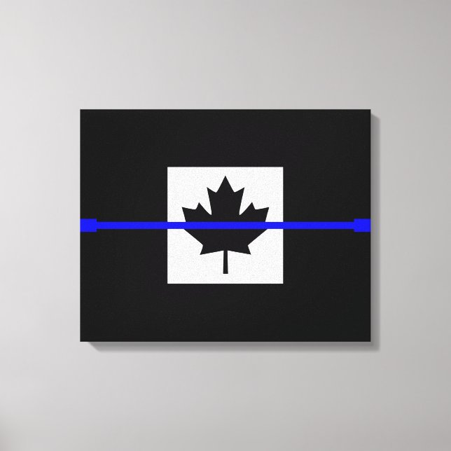 Die symbolische Thin Blue Line auf kanadischem Aho Leinwanddruck (Vorderseite)