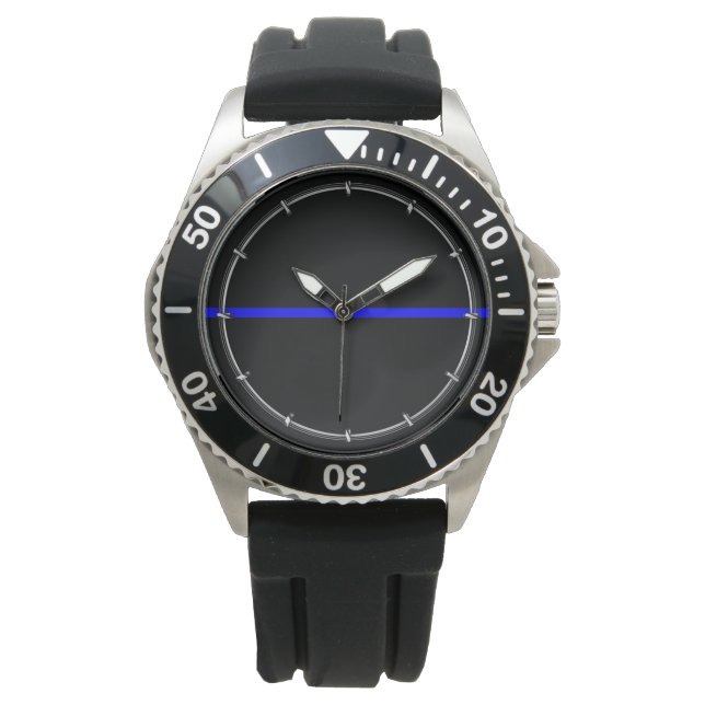 Die symbolische Thin Blue Line Grafik Armbanduhr (Vorderseite)