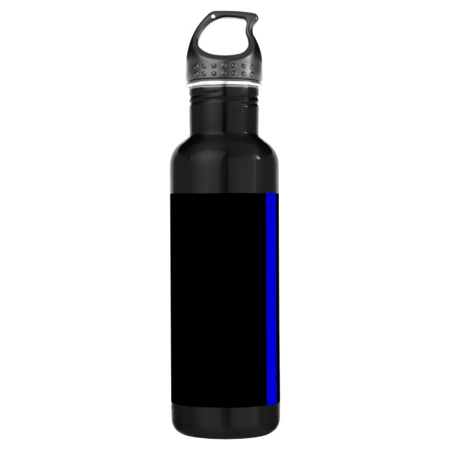 Die Symbolische Thin Blue Line im schwarzen Stil Edelstahlflasche (Vorderseite)