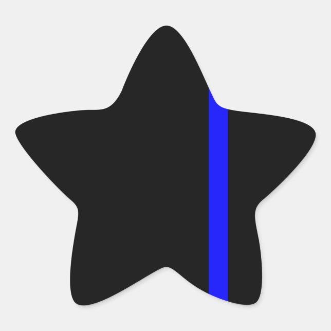 Die Symbolische Thin Blue Line im schwarzen Stil Stern-Aufkleber (Vorderseite)