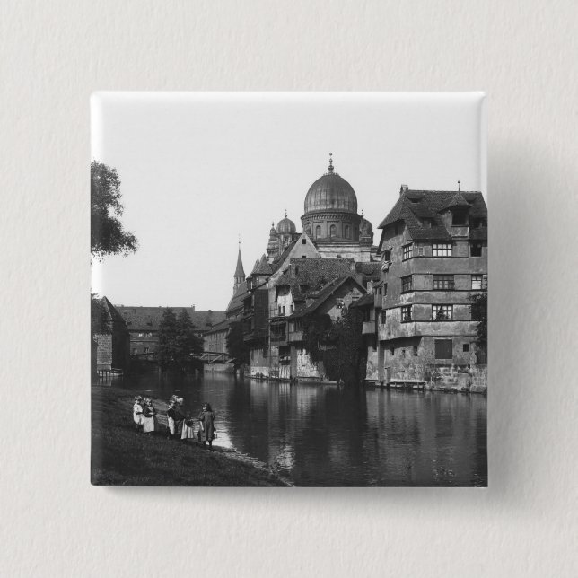 Die Synagoge in Nürnberg, c.1910 Button (Vorderseite)