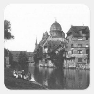 Die Synagoge in Nürnberg, c.1910 Quadratischer Aufkleber
