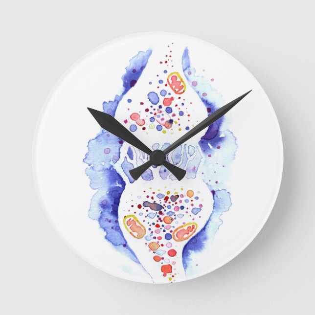 Die Synapse und die Nervenimpulse-Leinwand drucken Runde Wanduhr (Vorderseite)