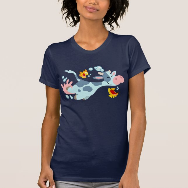 Die T - Shirt der Fische und Kühe im Meer (Vorderseite)