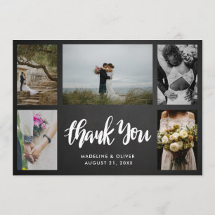 Die Tafel, die fünf Fotos Wedding ist, danken Dankeskarte