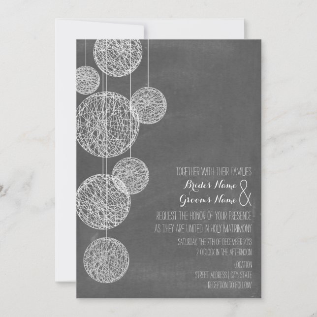 Die Tafel inspirierten Wedding Schnur-Kugeln laden Einladung (Vorderseite)