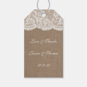 Die Tags der Sammlung Burlap & Lace Wedding Geschenkanhänger