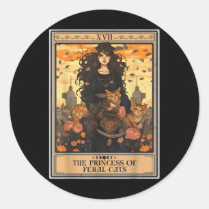 Die Tarot-Karte der Prinzessin von Wildkatzen Runder Aufkleber