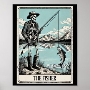 Die Tarot-Karte des Fisher Skeleton für Fischereil Poster