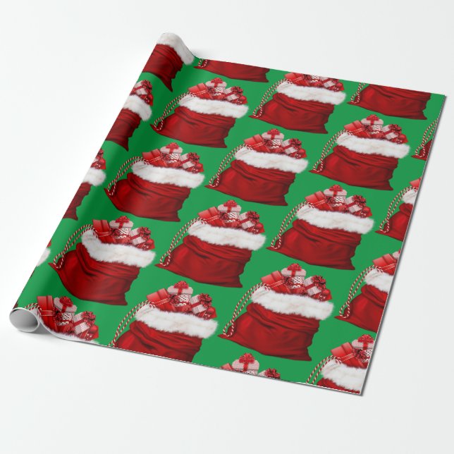 Die Tasche des Weihnachtsmanns Geschenkpapier (Ungerollt)