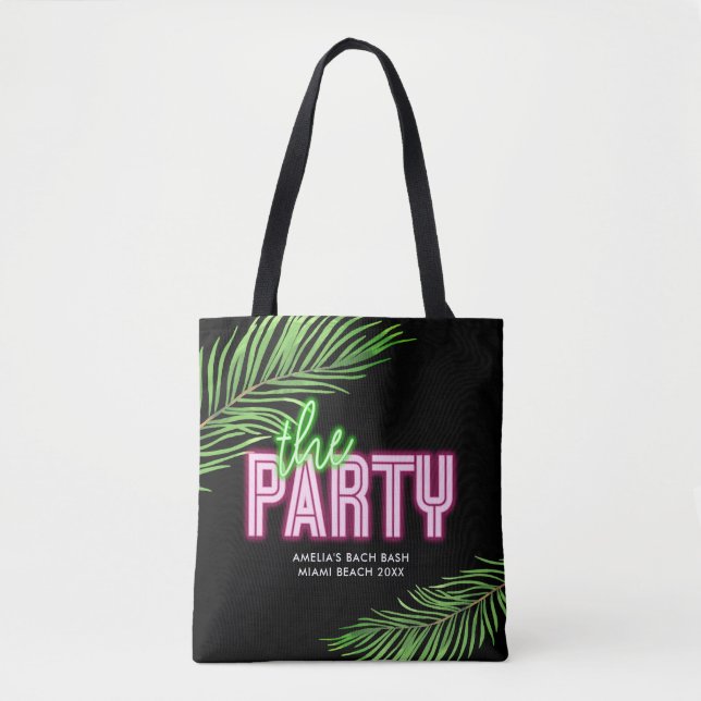 Die Tasche mit dem Party Grün/Rosa Tropenbacke (Vorderseite)