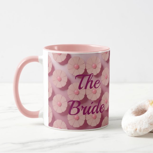 Die Tasse "Bride Wine Pink Daisies Combo" (Mit Donut)