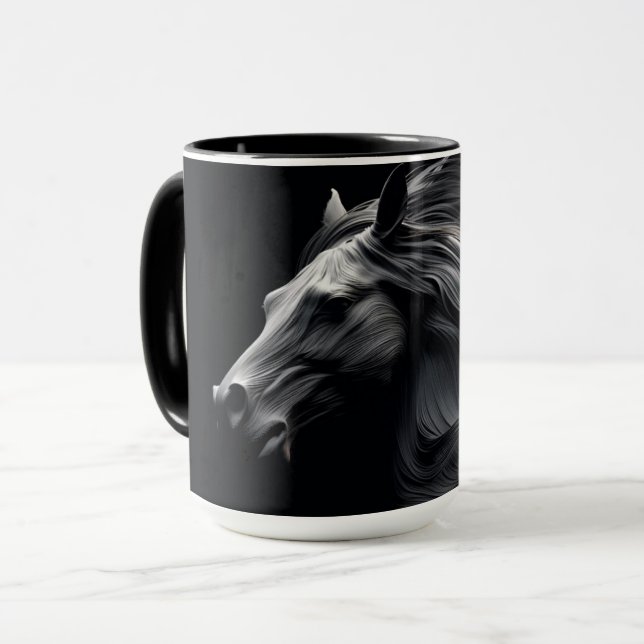 Die Tasse der Keramik des Schwarzen Rösses (Vorderseite Links)