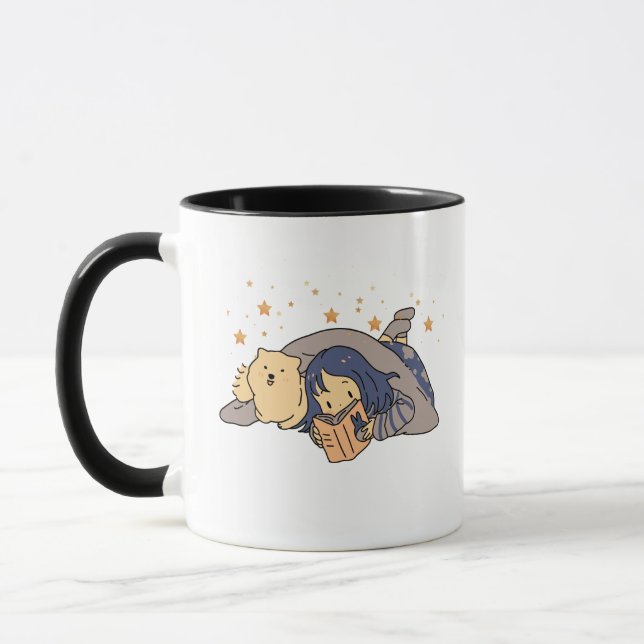 Die Tasse Kaffee das Mädchen hinunter, das eine ei (Links)