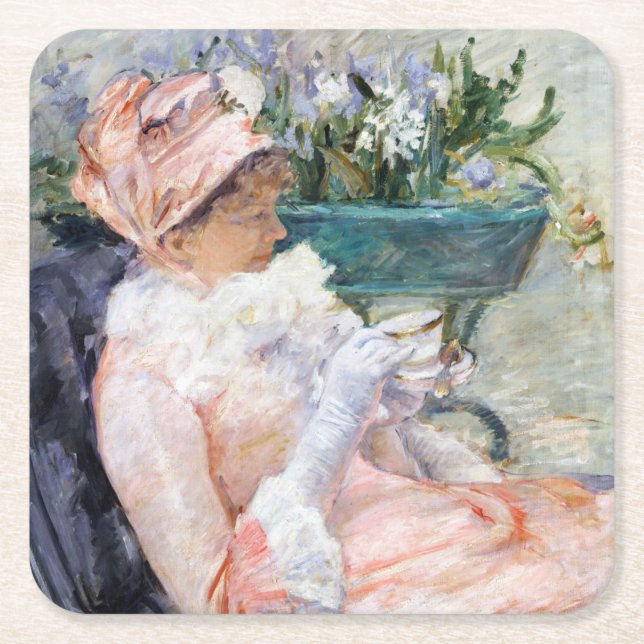 Die Tasse Tee, Mary Cassatt Rechteckiger Pappuntersetzer (Vorderseite)