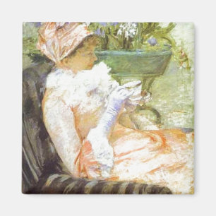 Die Tasse Tee, Porträt von Lydia, Mary Cassatt Magnet