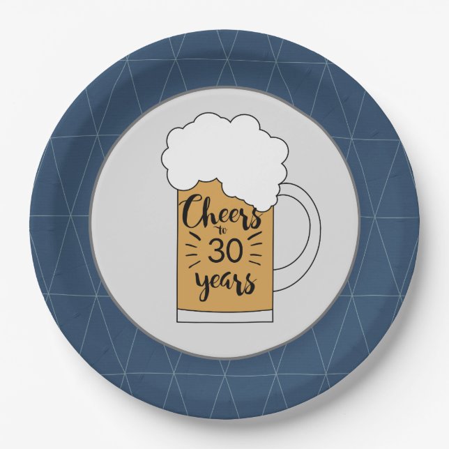 Die Tasse von Graubäumen und Blauen Biersorten fre Pappteller (Vorderseite)