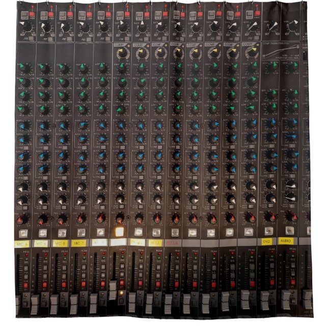 Die Taste am Audio-Mixer Duschvorhang (Vorderseite)