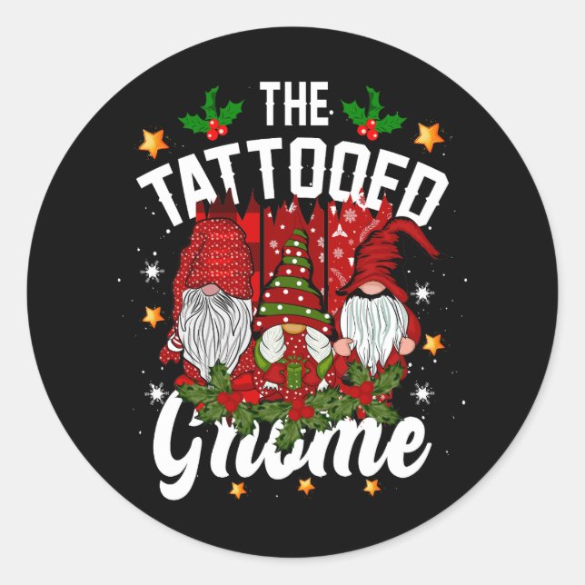 Die Tattooed Gnome Squad Matching Family Weihnacht Runder Aufkleber (Vorderseite)