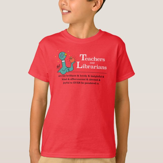 Die Taubenlehrer und Librarier Kinder rot T-Shirt (Vorderseite)