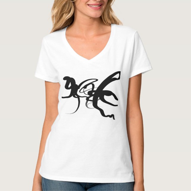 Die Taucher: Abstrakt Schwarz und Weiß T-Shirt (Vorderseite)